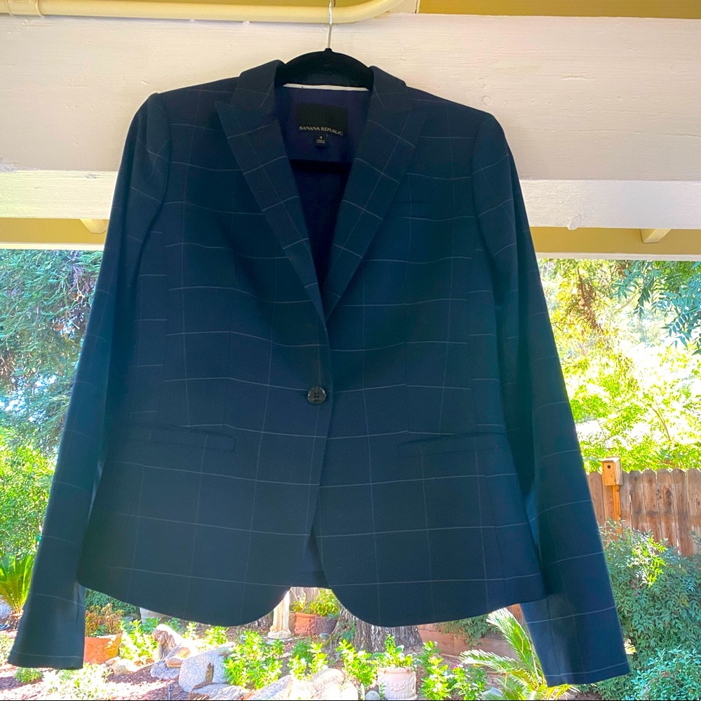 BANANA REPUBLIC NAVY PIN BLAZER - Picture 2 of 3